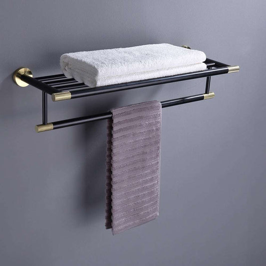 Brushed gold + black household stainless steel perforated towel rack, bathroom bath towel rack Zhongshan Star Trade