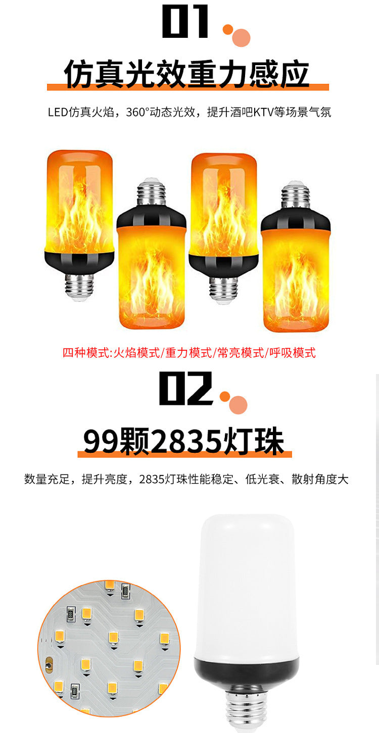 Halloween decoration upgrade LED flame bulb, 4 - mode flashing bulb, inverted effect, E27 Halloween lamp base flame bulb, Christmas decoration, party decoration 万圣节装饰升级LED火焰灯泡,4种模式闪烁灯泡,颠倒效果,E27万圣节灯底座火焰灯泡,圣诞装饰,派对装饰 - 万圣节装饰品 - Zhongshan Star Trade