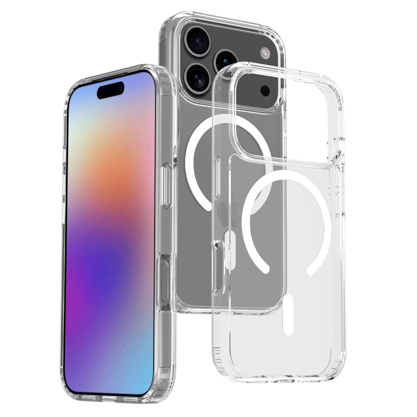 This magnetic transparent iphone16plus drop protection case is suitable for the iPhone 17promax phone case