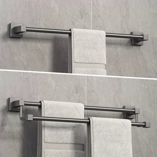 Gun gray stainless steel towel rack, towel bar, no need for drilling, single bar, bathroom, double bar, bath towel rack, bathroom rack, hotel