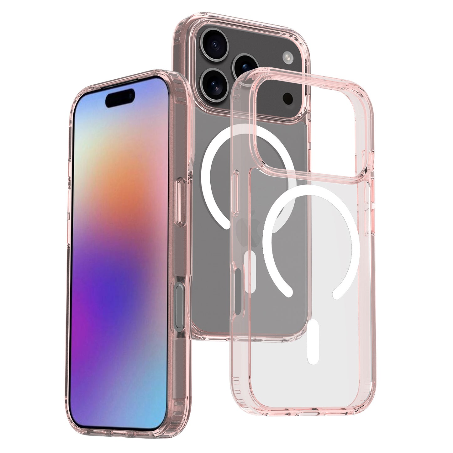 This magnetic transparent iphone16plus drop protection case is suitable for the iPhone 17promax phone case