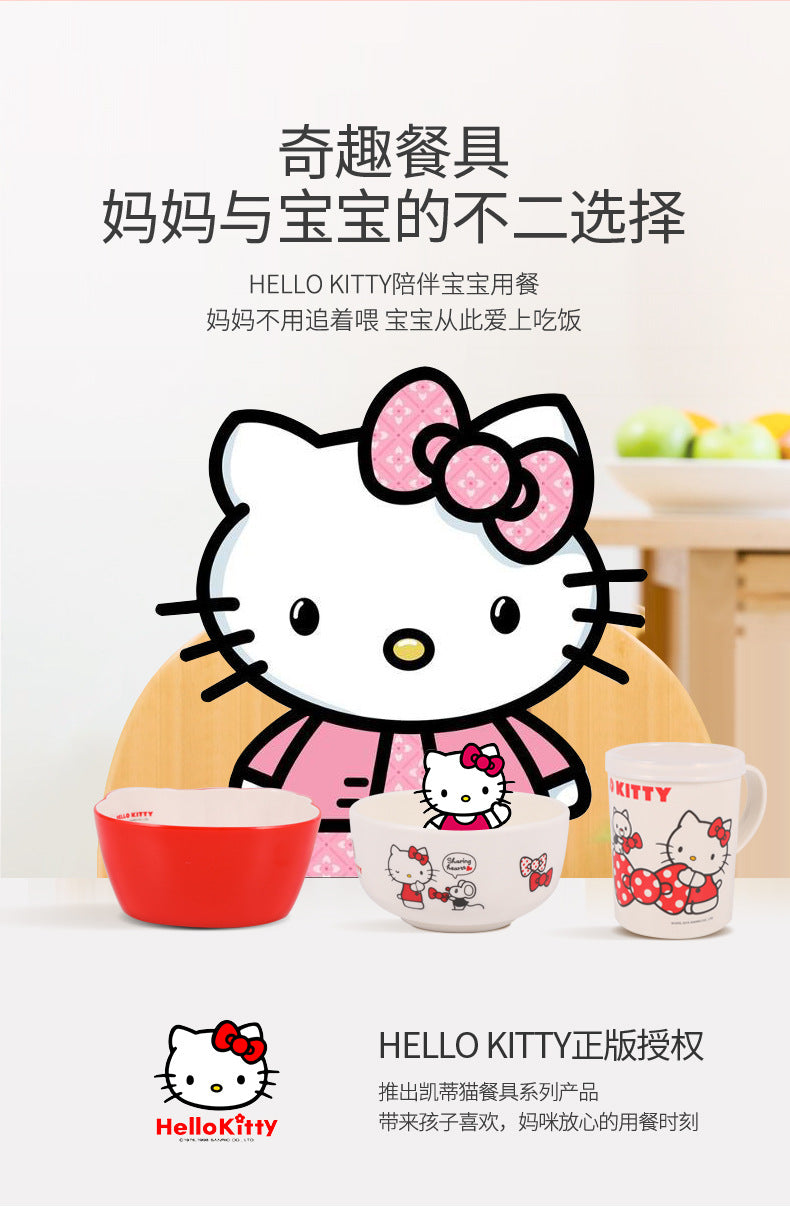 Genuine Sanrio Hello Kitty children's melamine tableware, high appearance level plates, cartoon bowls, plates, cups and tableware 正版三丽鸥凯蒂猫儿童密胺餐具高颜值餐盘卡通碗盘子杯子餐具 - 日式餐具 - Zhongshan Star Trade