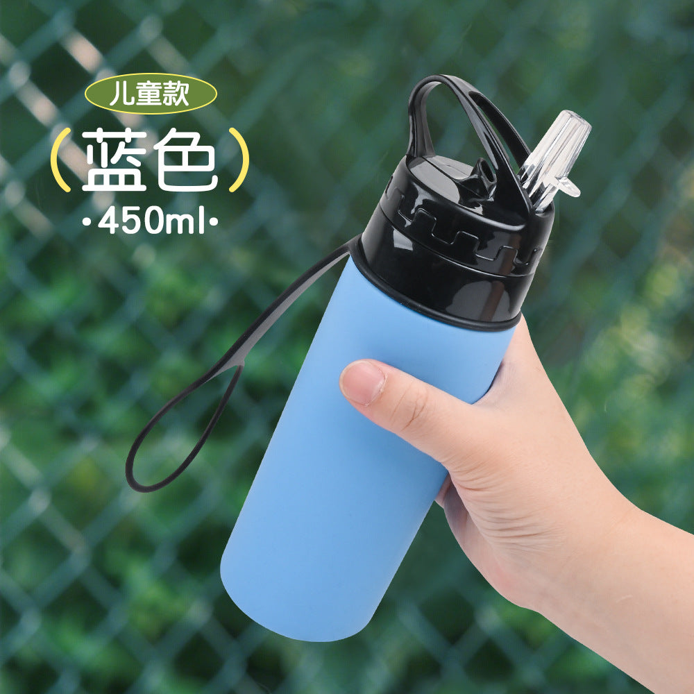 Silicone outdoor water bottle, high appearance level, pp high - temperature resistant, shockproof, portable, folding water cup for children, students and adults 硅胶户外水壶高颜值pp耐高温防摔便携儿童学生成人折叠水杯 - 保温杯 - Zhongshan Star Trade
