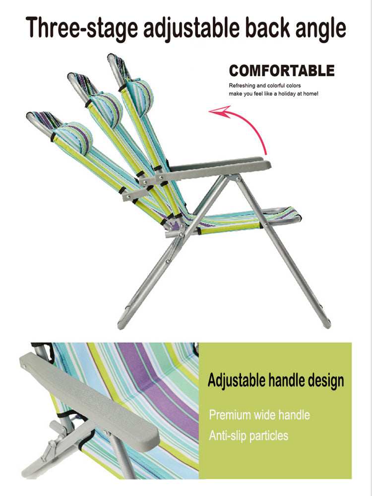 Folding beach chairs, foldable camping chairs, with headrests and armrests折叠沙滩椅,可折叠露营椅,带头枕、和扶手 - 户外折叠椅 - Zhongshan Star Trade
