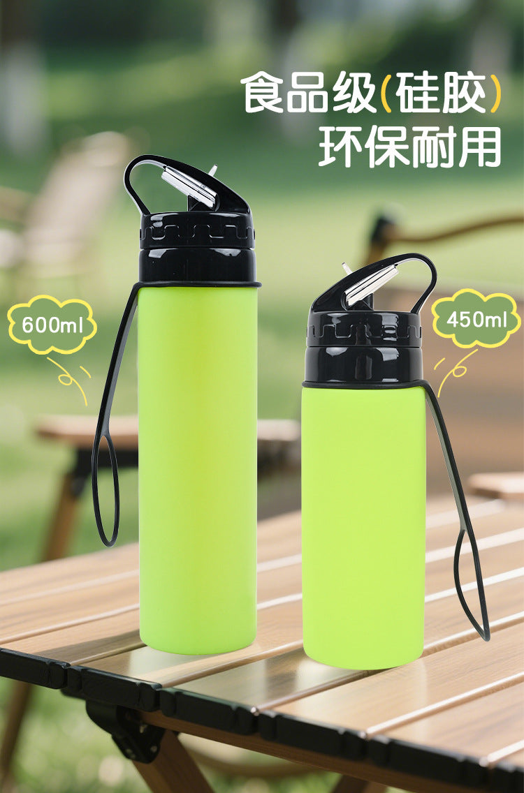 Silicone outdoor water bottle, high appearance level, pp high - temperature resistant, shockproof, portable, folding water cup for children, students and adults 硅胶户外水壶高颜值pp耐高温防摔便携儿童学生成人折叠水杯 - 保温杯 - Zhongshan Star Trade