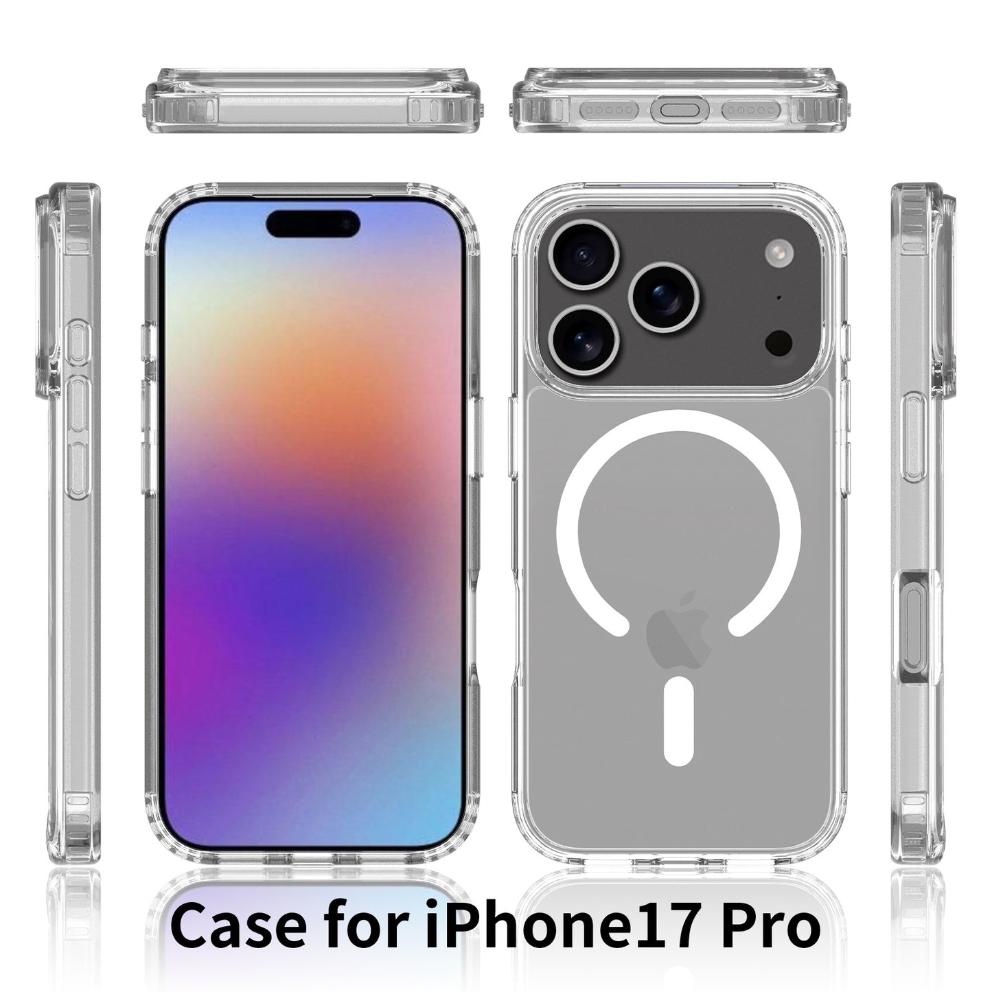 This magnetic transparent iphone16plus drop protection case is suitable for the iPhone 17promax phone case