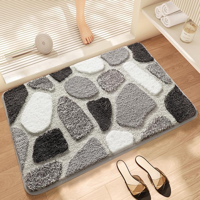 Strong water-absorbing flocked floor MATS for home bathrooms, anti-slip MATS for bathroom doors, and quick-drying foot MATS