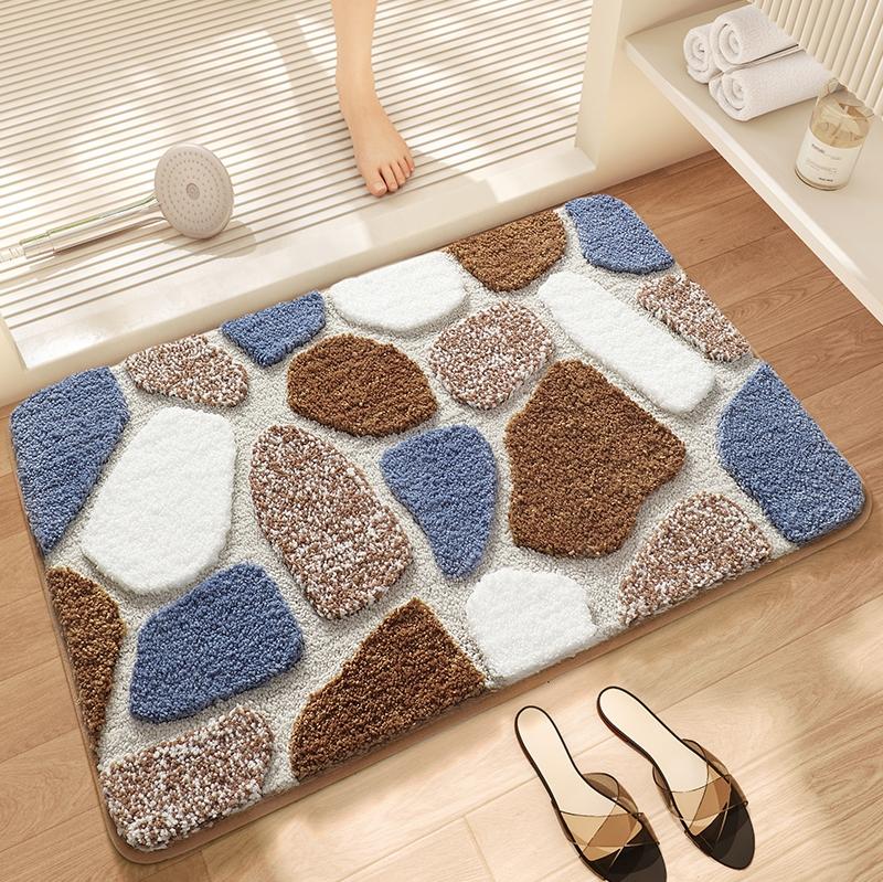 Strong water-absorbing flocked floor MATS for home bathrooms, anti-slip MATS for bathroom doors, and quick-drying foot MATS