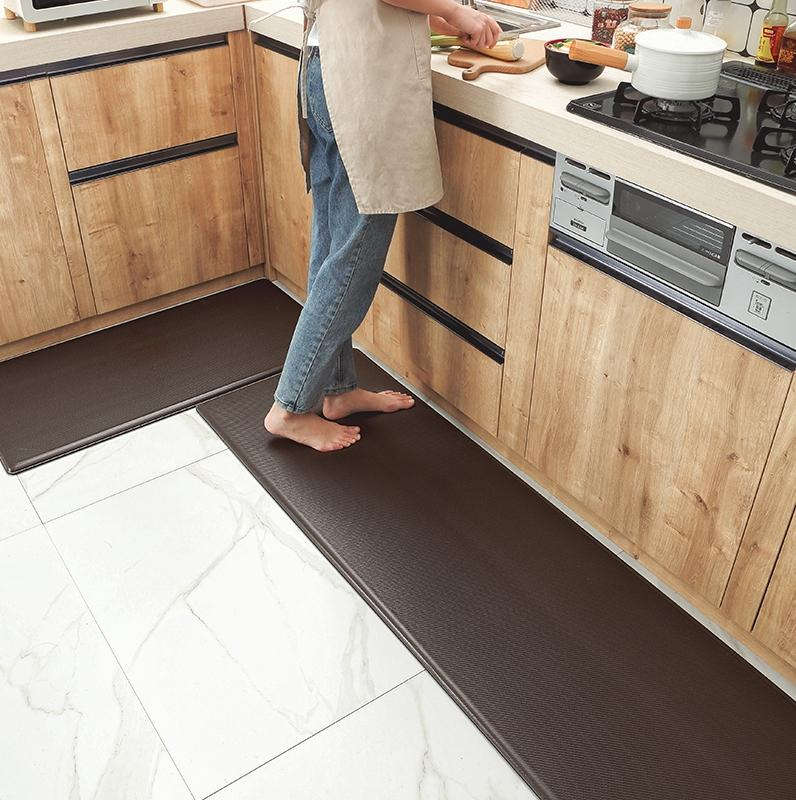 Simple thickened PU leather floor mat, shock-absorbing and oil-proof kitchen floor mat, foamed long strip dark pattern anti-fatigue pad Zhongshan Star Trade