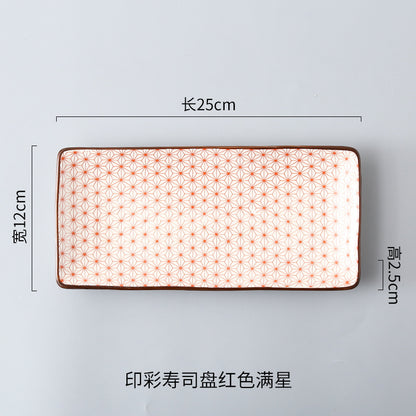Japanese sushi plates, underglaze colored rectangular vegetable plates, cold dish plates, sushi restaurant 日式寿司盘釉下彩长方菜盘子凉菜碟寿司料理店 - 日式餐具 - Zhongshan Star Trade - 红满星寿司盘