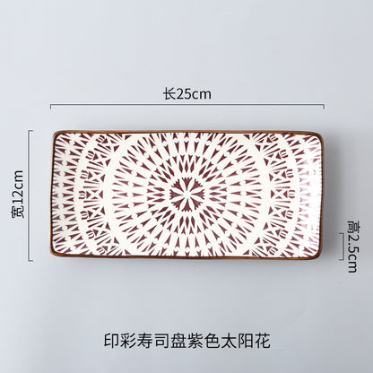 Japanese sushi plates, underglaze colored rectangular vegetable plates, cold dish plates, sushi restaurant 日式寿司盘釉下彩长方菜盘子凉菜碟寿司料理店 - 日式餐具 - Zhongshan Star Trade - 紫太阳寿司盘