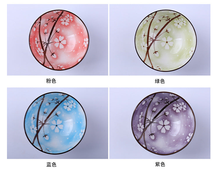 Ceramic rice bowls, cherry blossom bowl gift set, assorted colored tableware bowls, suitable for rice, cereal, noodles, soup, desserts, 6 - piece set (cherry blossom) 陶瓷饭碗 ，樱花碗礼品套装，什锦彩色餐具碗，用于米饭、麦片、面条、汤、甜点，6 件装（樱花） - 日式餐具 - Zhongshan Star Trade