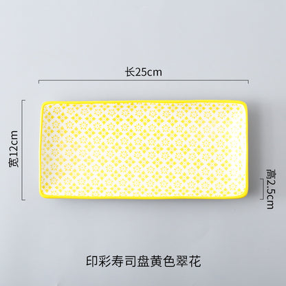 Japanese sushi plates, underglaze colored rectangular vegetable plates, cold dish plates, sushi restaurant 日式寿司盘釉下彩长方菜盘子凉菜碟寿司料理店 - 日式餐具 - Zhongshan Star Trade - 黄翠花寿司盘