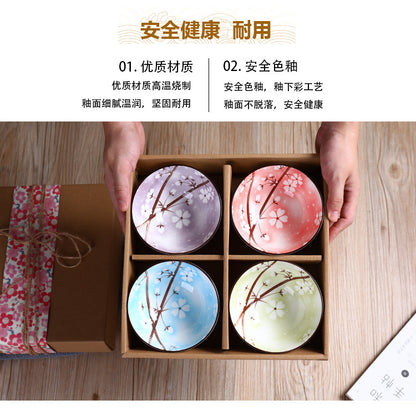 Ceramic rice bowls, cherry blossom bowl gift set, assorted colored tableware bowls, suitable for rice, cereal, noodles, soup, desserts, 6 - piece set (cherry blossom) 陶瓷饭碗 ，樱花碗礼品套装，什锦彩色餐具碗，用于米饭、麦片、面条、汤、甜点，6 件装（樱花） - 日式餐具 - Zhongshan Star Trade