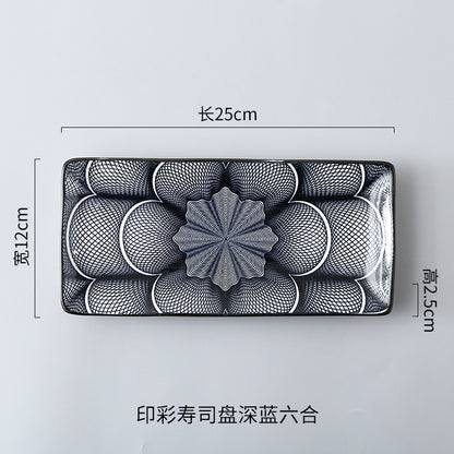 Japanese sushi plates, underglaze colored rectangular vegetable plates, cold dish plates, sushi restaurant 日式寿司盘釉下彩长方菜盘子凉菜碟寿司料理店 - 日式餐具 - Zhongshan Star Trade - 深六合寿司盘