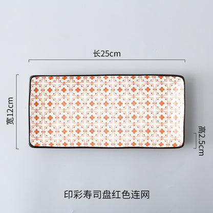 Japanese sushi plates, underglaze colored rectangular vegetable plates, cold dish plates, sushi restaurant 日式寿司盘釉下彩长方菜盘子凉菜碟寿司料理店 - 日式餐具 - Zhongshan Star Trade - 红连网寿司盘
