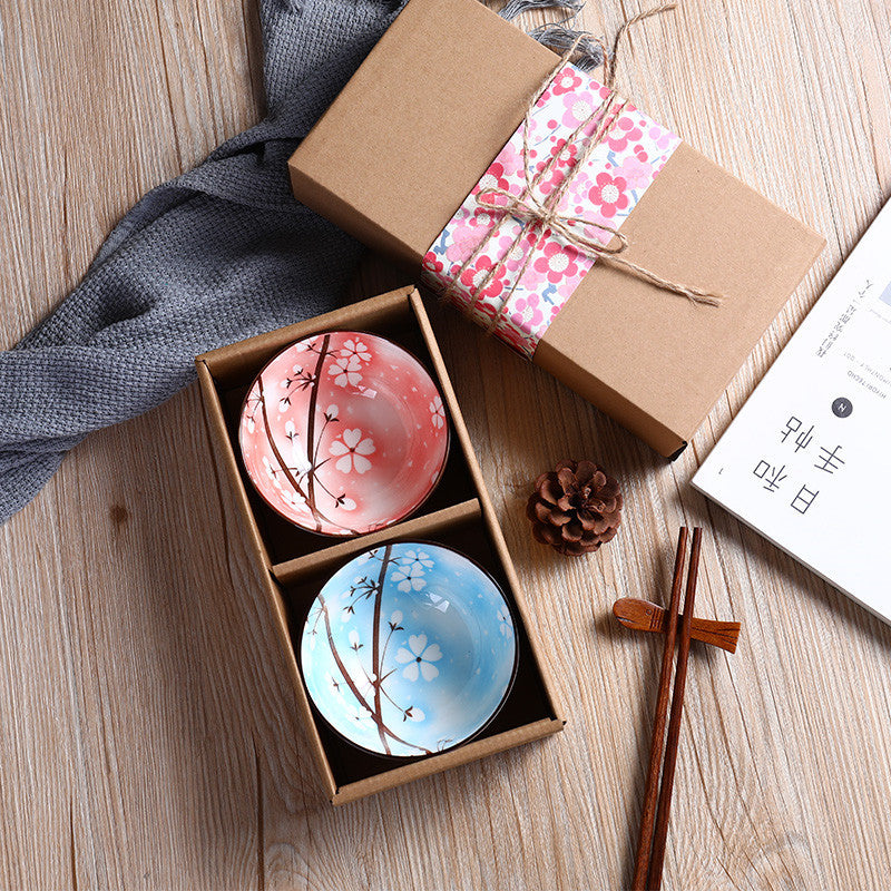 Ceramic rice bowls, cherry blossom bowl gift set, assorted colored tableware bowls, suitable for rice, cereal, noodles, soup, desserts, 6 - piece set (cherry blossom) 陶瓷饭碗 ，樱花碗礼品套装，什锦彩色餐具碗，用于米饭、麦片、面条、汤、甜点，6 件装（樱花） - 日式餐具 - Zhongshan Star Trade