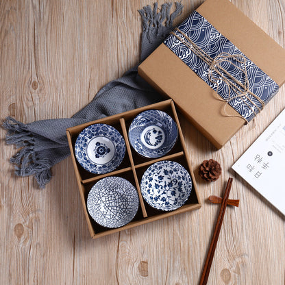 Ceramic rice bowls, cherry blossom bowl gift set, assorted colored tableware bowls, suitable for rice, cereal, noodles, soup, desserts, 6 - piece set (cherry blossom) 陶瓷饭碗 ，樱花碗礼品套装，什锦彩色餐具碗，用于米饭、麦片、面条、汤、甜点，6 件装（樱花） - 日式餐具 - Zhongshan Star Trade - 日式青花混4碗