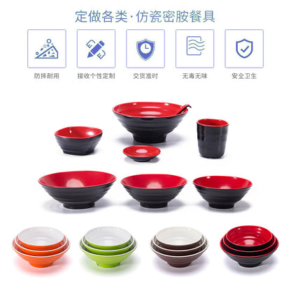Melamine black and red plastic small bowls, restaurant hot pot seasoning bowls, dipping sauce bowls, canteen rice bowls, breakfast porridge and soup bowls 密胺黑红塑料小碗餐厅饭店火锅调料碗蘸酱碗食堂米饭碗早餐粥汤碗 - 日式餐具 - Zhongshan Star Trade