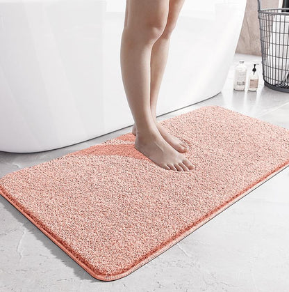 Simple solid-color bathroom floor mat, strong water-absorbing flat velvet anti-slip mat, home bathroom flocking quick-drying foot mat