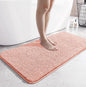 Simple solid-color bathroom floor mat, strong water-absorbing flat velvet anti-slip mat, home bathroom flocking quick-drying foot mat