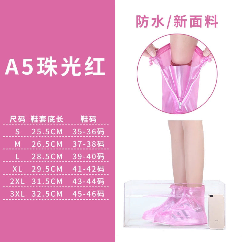 Rain Boot Waterproof Shoes Covers, Sand Control Non-Slip Shoe Cover Galoshes, PVC Rubber Sole Reusable Rain Snow Boots Oversh
