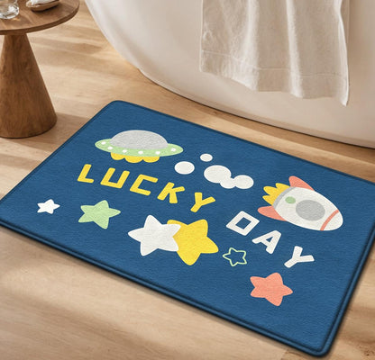 Floor mat - Flannel bathroom non-slip mat - Home bathroom thick sponge water-absorbing quick-drying foot mat