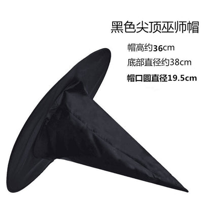 Halloween hat, black Oxford cloth wizard hat, makeup costume props, Harry Potter magic witch hat 万圣节帽子黑色牛津布巫师帽化妆服饰道具哈利波特魔法女巫巫婆帽 - 万圣节装饰品 - Zhongshan Star Trade