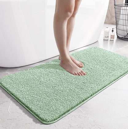 Simple solid-color bathroom floor mat, strong water-absorbing flat velvet anti-slip mat, home bathroom flocking quick-drying foot mat