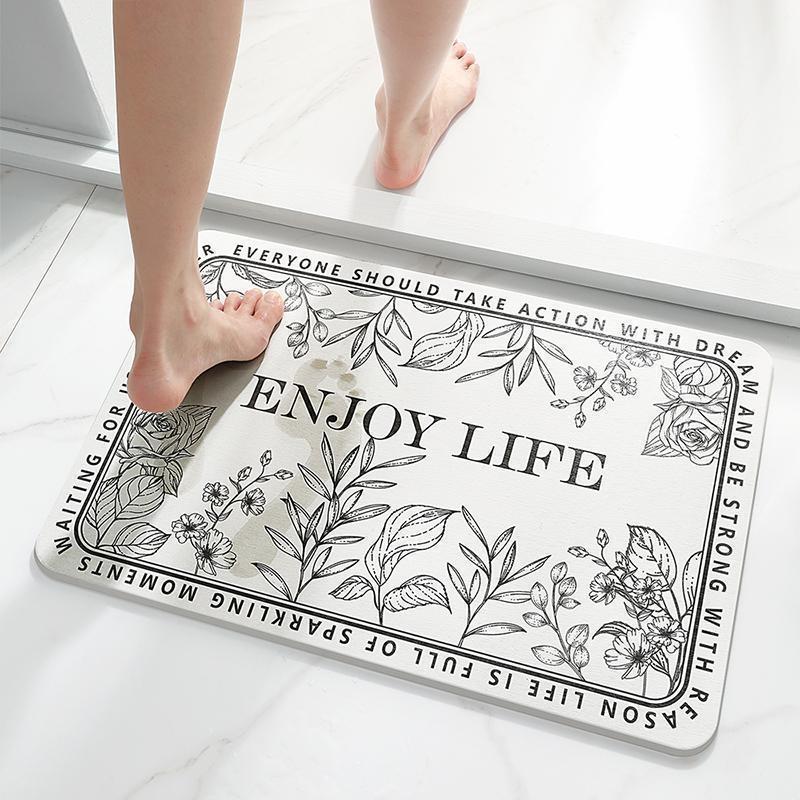 Natural diatom mud bathroom floor mat, strong water absorption, household anti-slip mat, quick-drying foot mat
