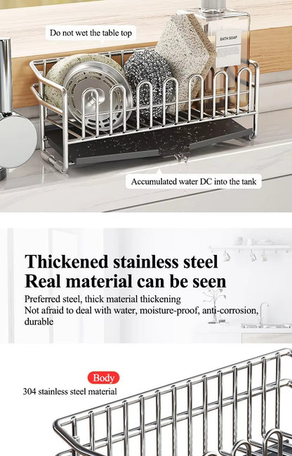 304不锈钢厨房沥水架放抹布小型水槽台面洗洁精收纳海绵置物架窄边 - Image 7