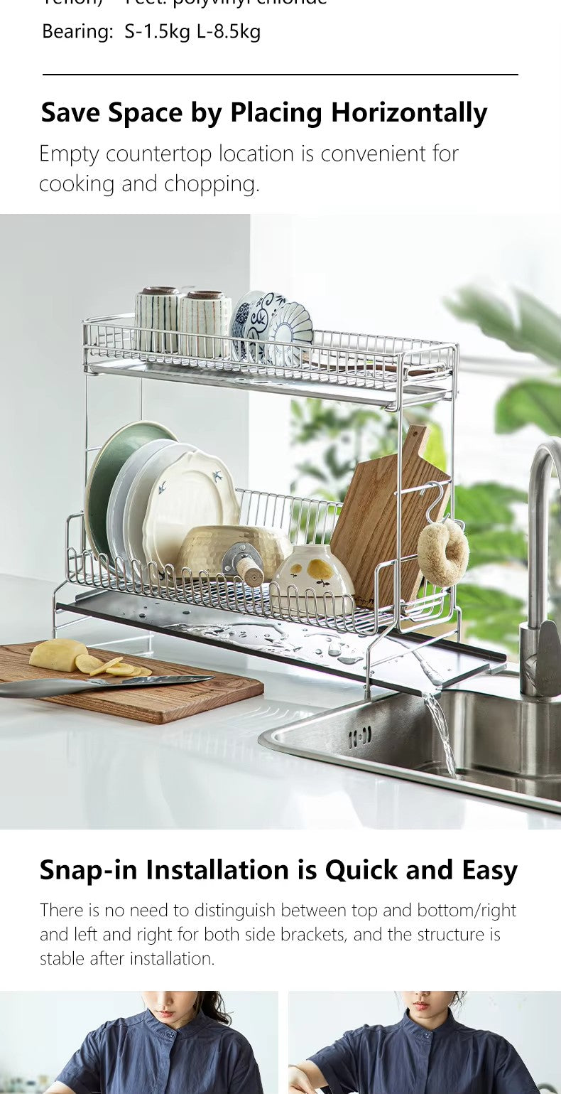 304 stainless steel wire tableware drain, kitchen tableware storage rack, chopstick bowl storage and drainage bracket - Image