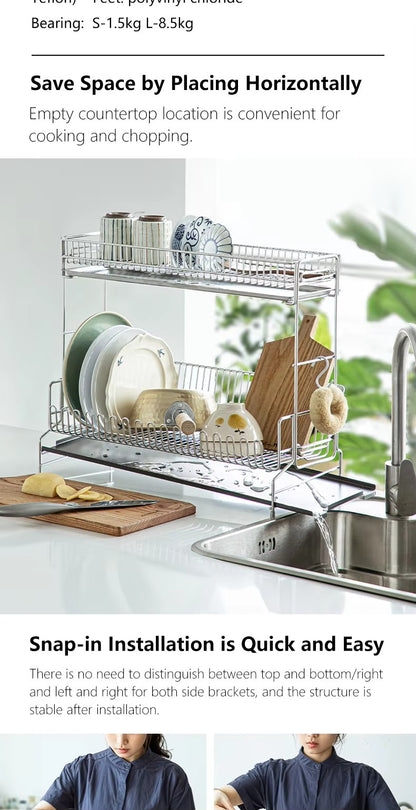 304 stainless steel wire tableware drain, kitchen tableware storage rack, chopstick bowl storage and drainage bracket - Image