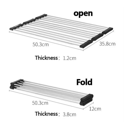 Silicone stainless steel foldable kitchen storage rack, assembly rack, kitchen sink, bowl, cup and drain pipe rack - Image 15