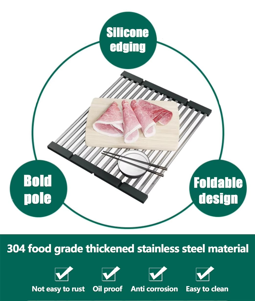 Silicone stainless steel foldable kitchen storage rack, assembly rack, kitchen sink, bowl, cup and drain pipe rack - Image 3