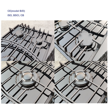 Cast iron embedded five-hole gas stove frame, sturdy and durable, suitable for multi-burner natural gas stove frames in restaurants, homes, etc. SJ-16LR/SJ-16M