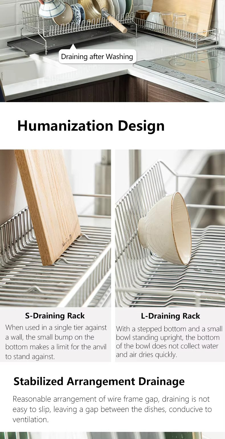 304 stainless steel wire tableware drain, kitchen tableware storage rack, chopstick bowl storage and drainage bracket - Image