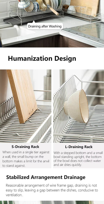 304 stainless steel wire tableware drain, kitchen tableware storage rack, chopstick bowl storage and drainage bracket - Image