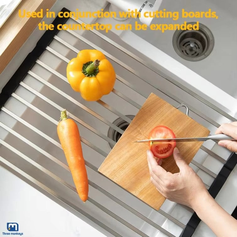 Silicone stainless steel foldable kitchen storage rack, assembly rack, kitchen sink, bowl, cup and drain pipe rack - Image 11