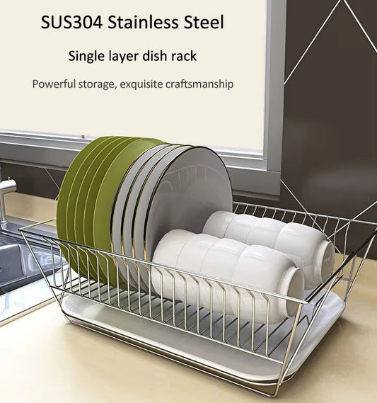 Kitchen tableware rack, desktop stainless steel bowl and plate, drain pipe rack, fruit and vegetable storage basket, bowl and