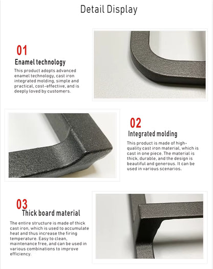 Cast iron embedded four-hole gas stove stand, sturdy and durable, suitable for restaurant and household multi-burner gas stove stands. SJ-38E2