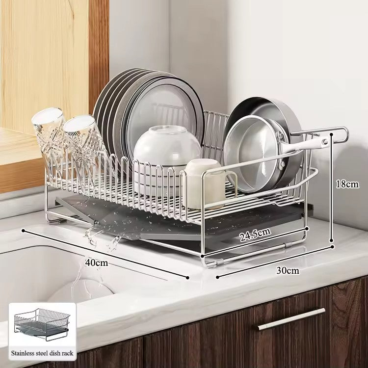 304 stainless steel bowl rack, drain rack, integrated countertop, dish storage rack, kitchen bowl and plate drain rack - Imag