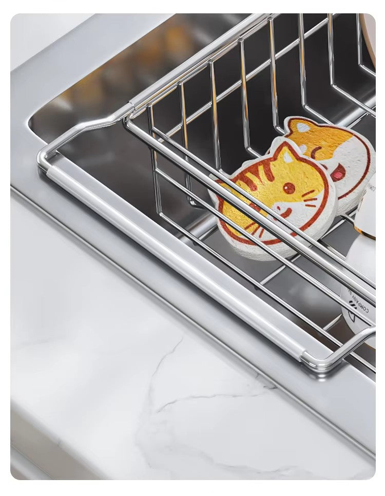 304 stainless steel sink draining basket, extendable kitchen sink, draining basket for bowls, plates, vegetables and fruits -