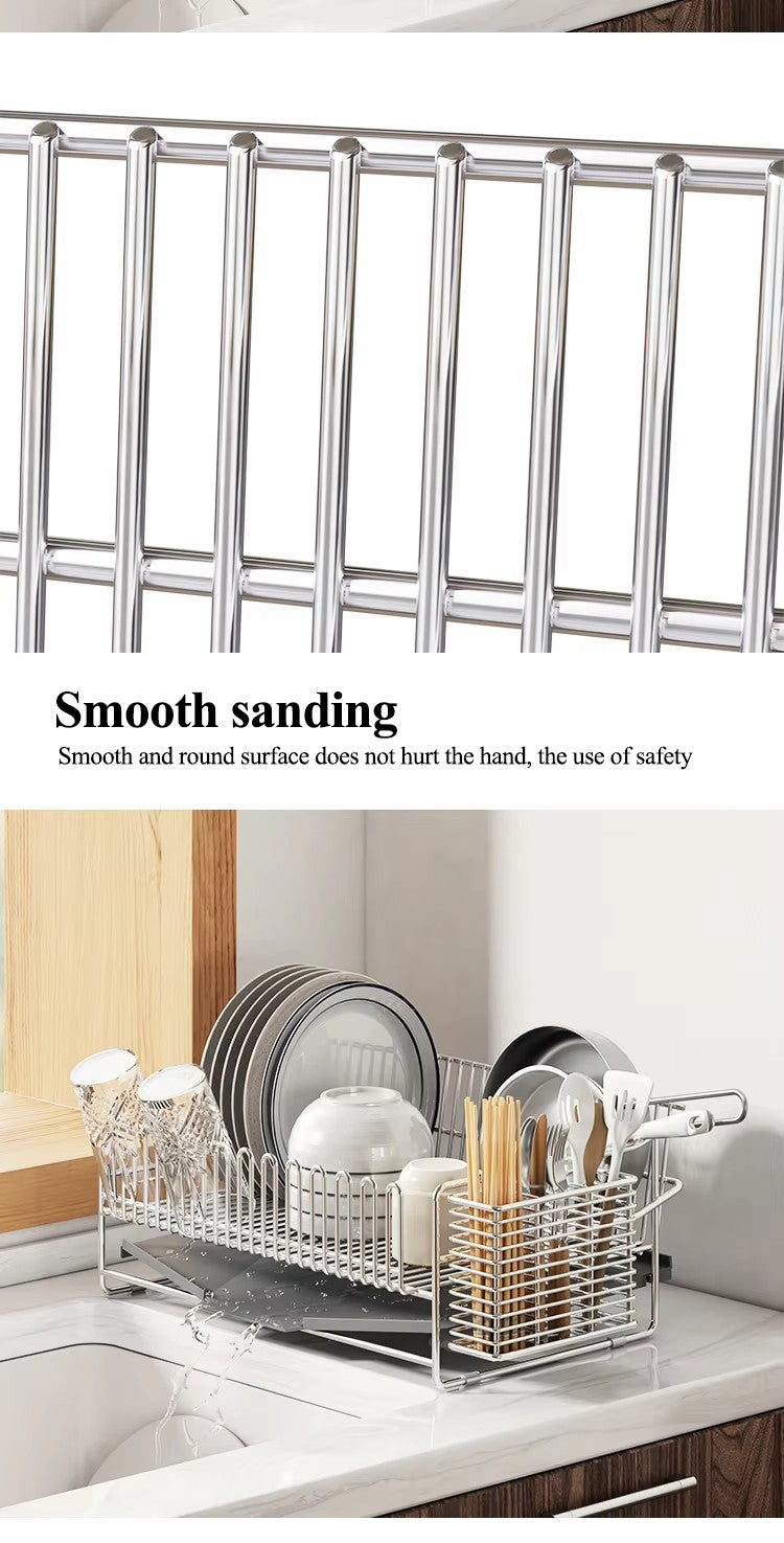 304 stainless steel bowl rack, drain rack, integrated countertop, dish storage rack, kitchen bowl and plate drain rack - Imag