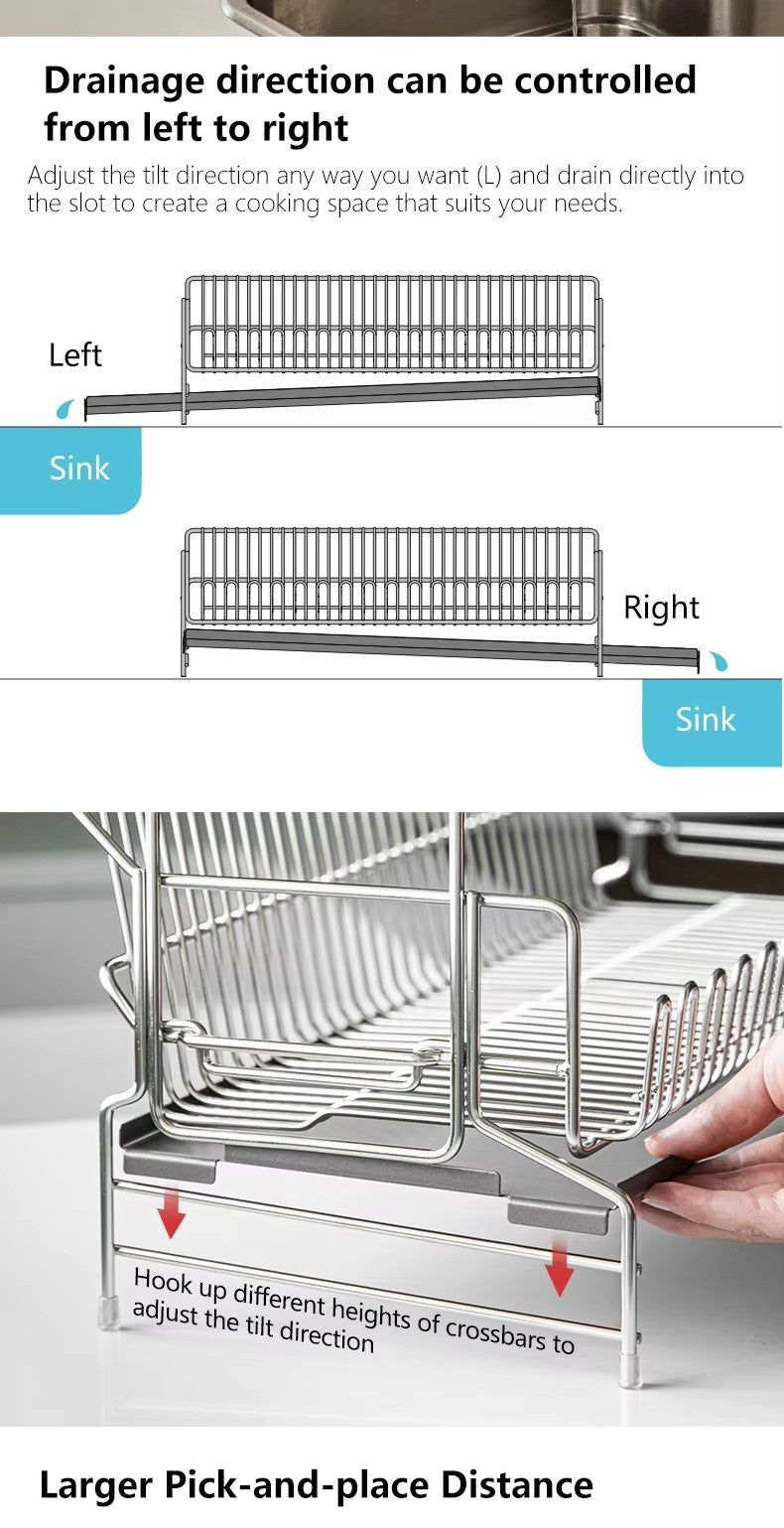 304 stainless steel wire tableware drain, kitchen tableware storage rack, chopstick bowl storage and drainage bracket - Image