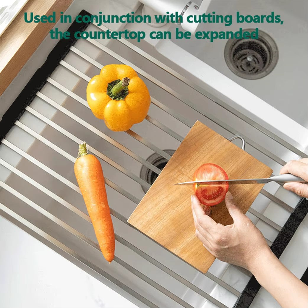 Silicone stainless steel foldable kitchen storage rack, assembly rack, kitchen sink, bowl, cup and drain pipe rack - Image 7