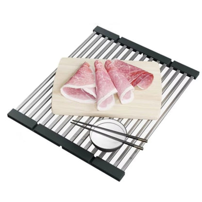 Silicone stainless steel foldable kitchen storage rack, assembly rack, kitchen sink, bowl, cup and drain pipe rack - Image 14