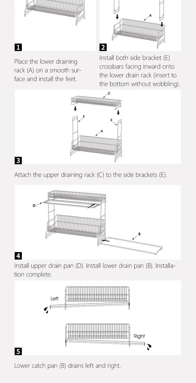 304 stainless steel wire tableware drain, kitchen tableware storage rack, chopstick bowl storage and drainage bracket - Image