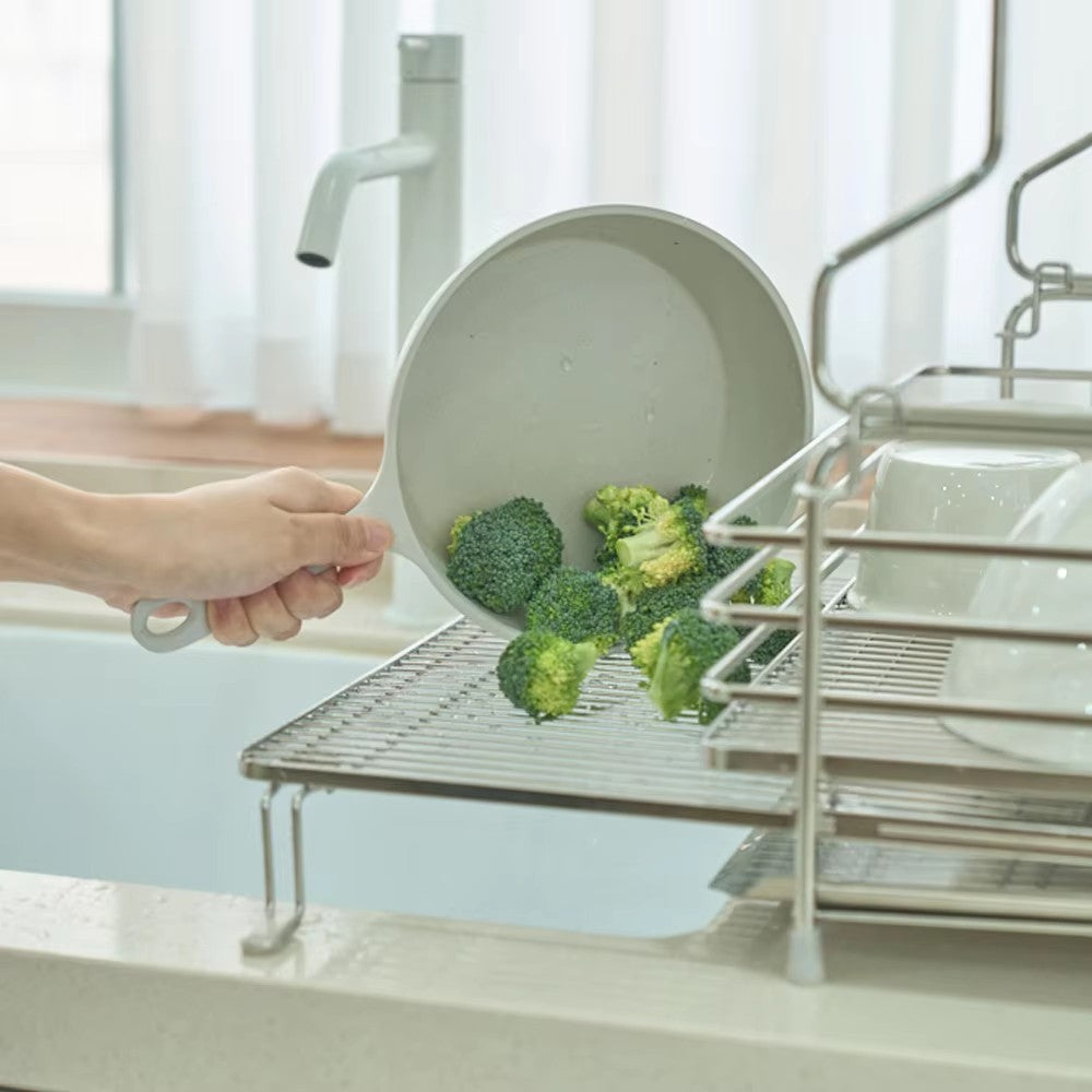 Sink tableware organizer, expandable bowl, plate and cup drainage storage rack, 304 stainless steel kitchen countertop stand 