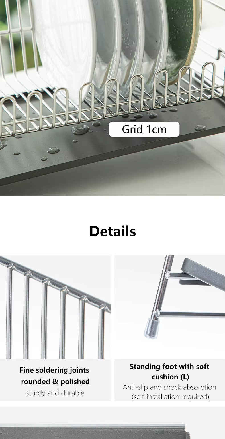 304 stainless steel wire tableware drain, kitchen tableware storage rack, chopstick bowl storage and drainage bracket - Image